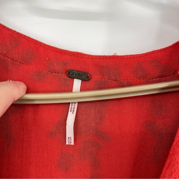 Free People Love to Love You Reddish Orange Embroidered Button-Up Midi Dress - Picture 8 of 16